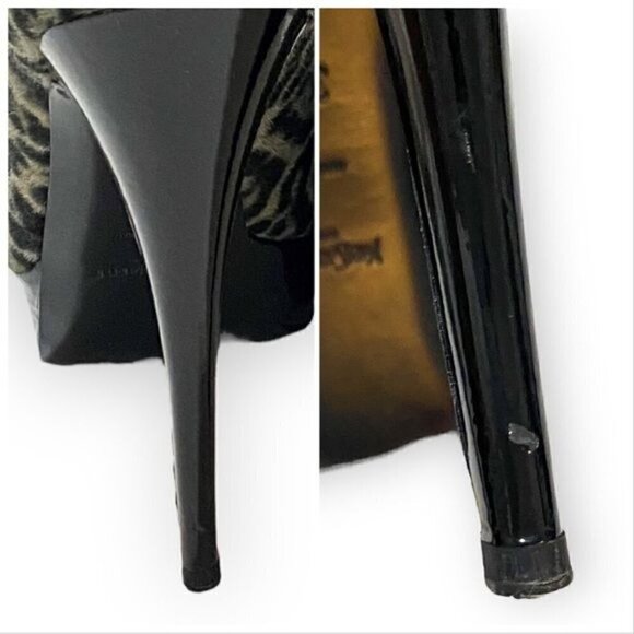 YSL Yves Saint Laurent Tribute Too 105 Mary Jane Peep Toe Pumps, Pony Leopard - Picture 12 of 16